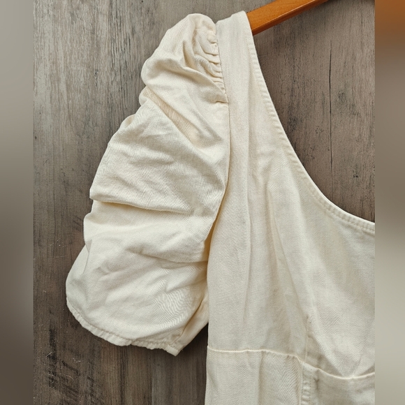 Free People Cheyenne Denim Mini Dress in Ivory Size Small - Picture 9 of 14